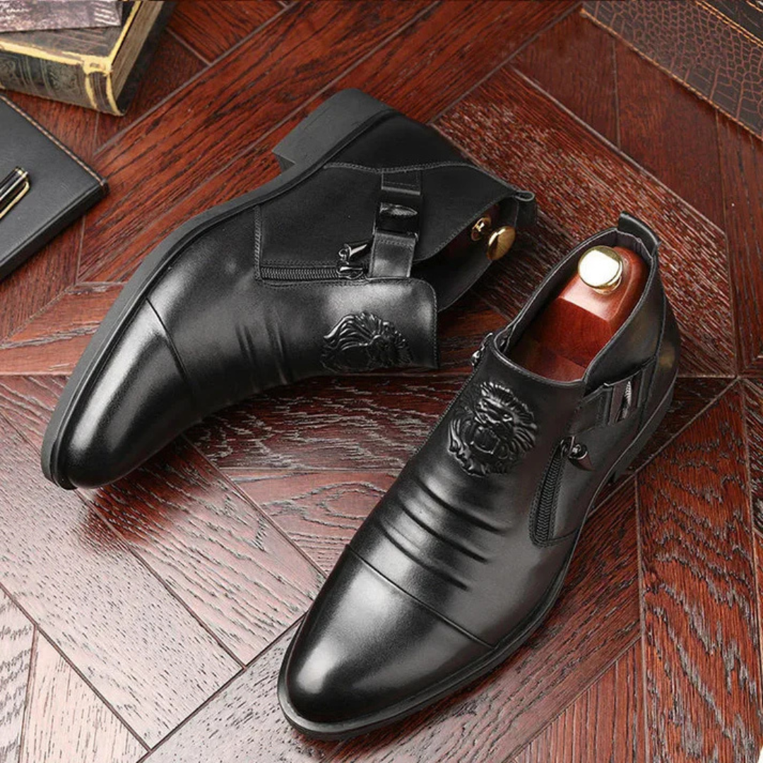 Black Leather Ankle Boots Alex with Side Zip for a Bold and Sophisticated Look