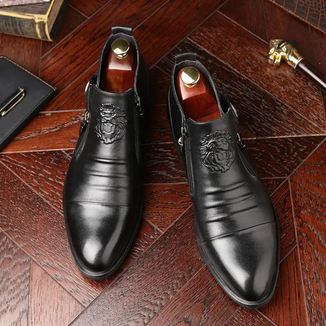 Black Leather Ankle Boots Alex with Side Zip for a Bold and Sophisticated Look